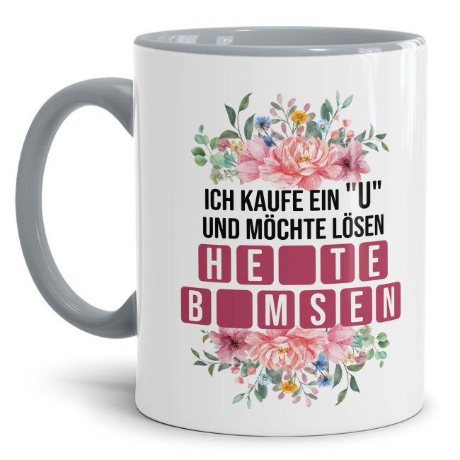 Bild von Tasse - Heute Bumsen - Innen & Henkel Grau