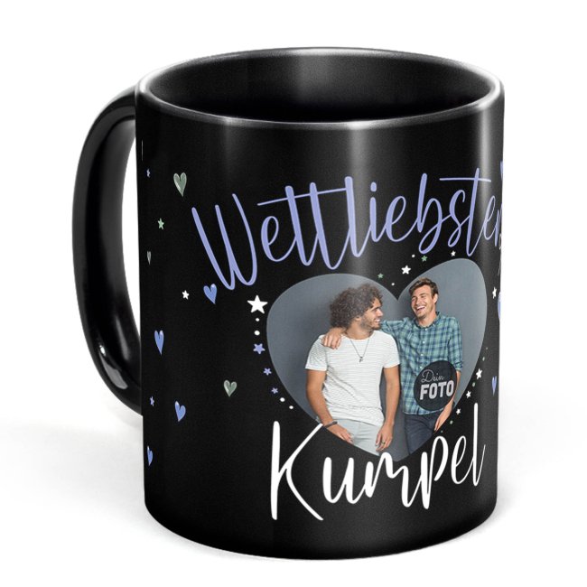 Bild von Schwarze Tasse mit Foto - Weltliebster Kumpel