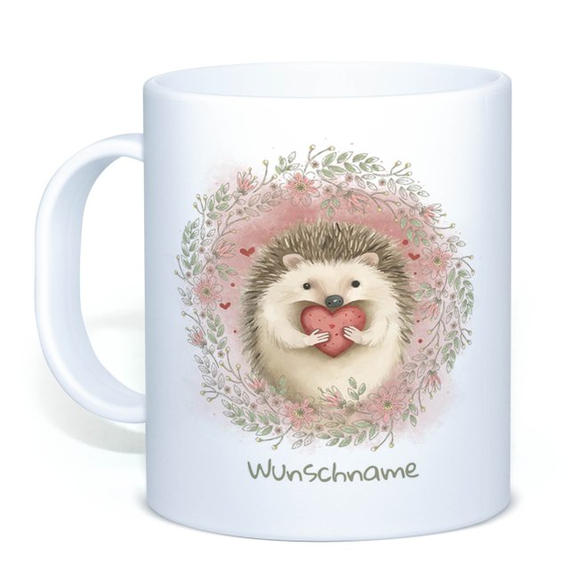 Bild von Personalisierte Kunststoff-Tasse als Geschenk für Kinder - Igel - mit Name personalisierbar