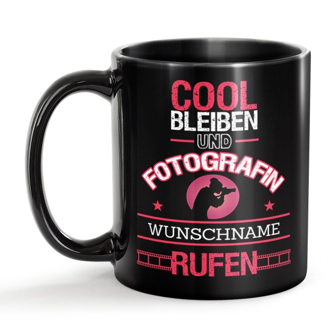 Bild von Schwarze Tasse - Fotografin - Berufe-Tasse mit Name