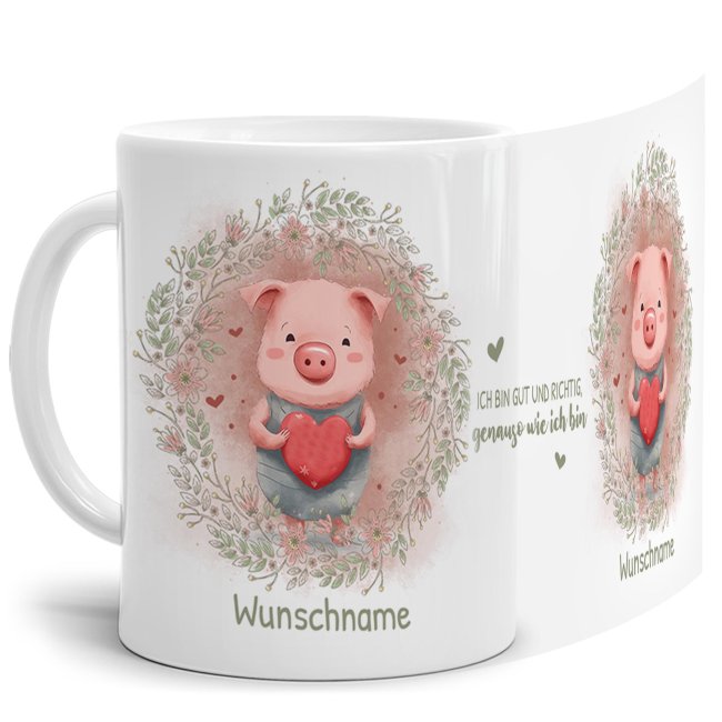 Bild von Personalisierbare Tasse als Geschenk für Kinder - mit Name selbst gestalten - Ferkel