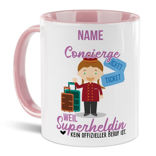 Bild von Berufe-Tasse für Frauen - Concierge - mit Name