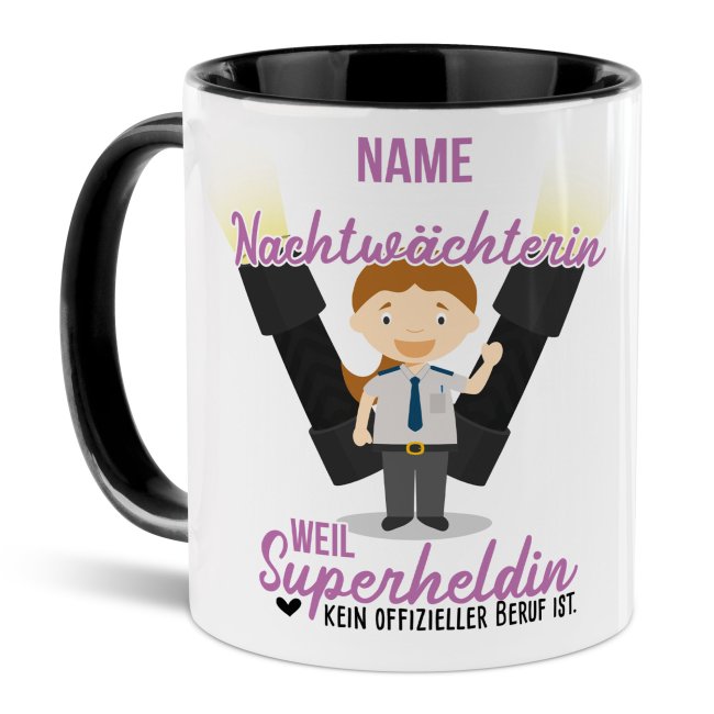 Bild von Berufe-Tasse für Frauen - Nachtwächterin - mit Name