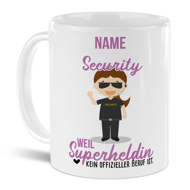 Bild von Berufe-Tasse für Frauen - Security - mit Name
