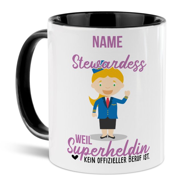Bild von Berufe-Tasse für Frauen - Stewardess - mit Name