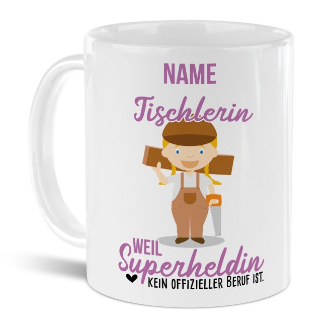 Bild von Berufe-Tasse für Frauen - Tischlerin - mit Name