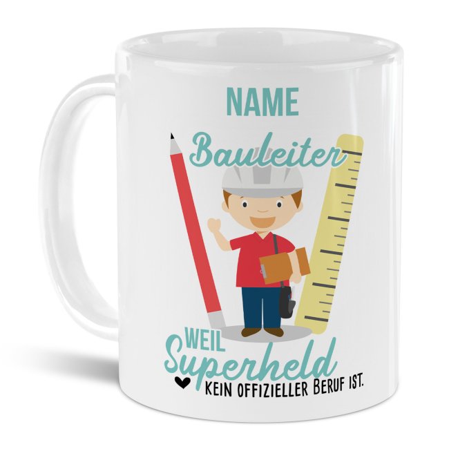 Bild von Berufe-Tasse für Männer - Bauleiter - mit Name