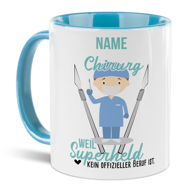 Bild von Berufe-Tasse für Männer - Chirurg - mit Name