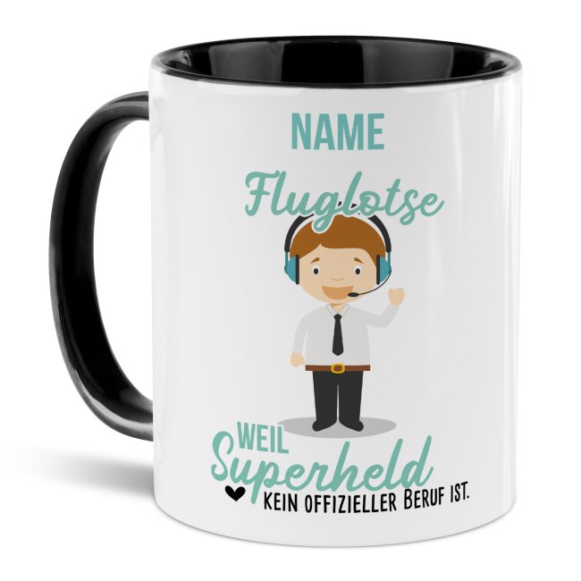 Bild von Berufe-Tasse für Männer - Fluglotse - mit Name
