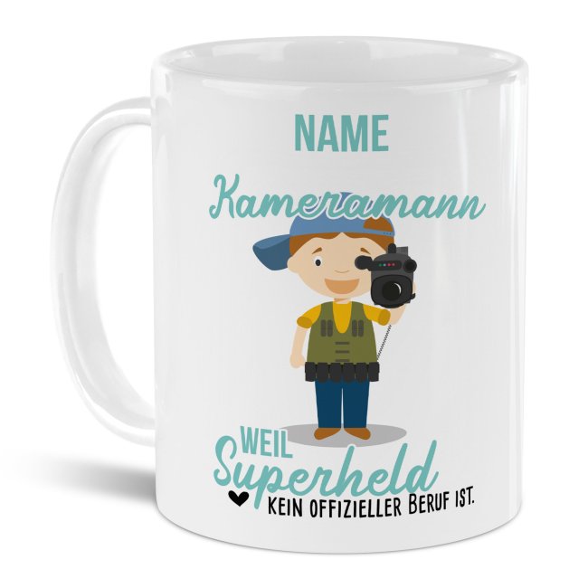 Bild von Berufe-Tasse für Männer - Kameramann - mit Name