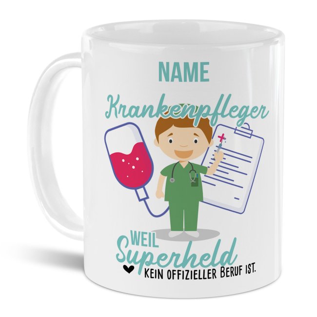 Bild von Berufe-Tasse für Männer - Krankenpfleger - mit Name