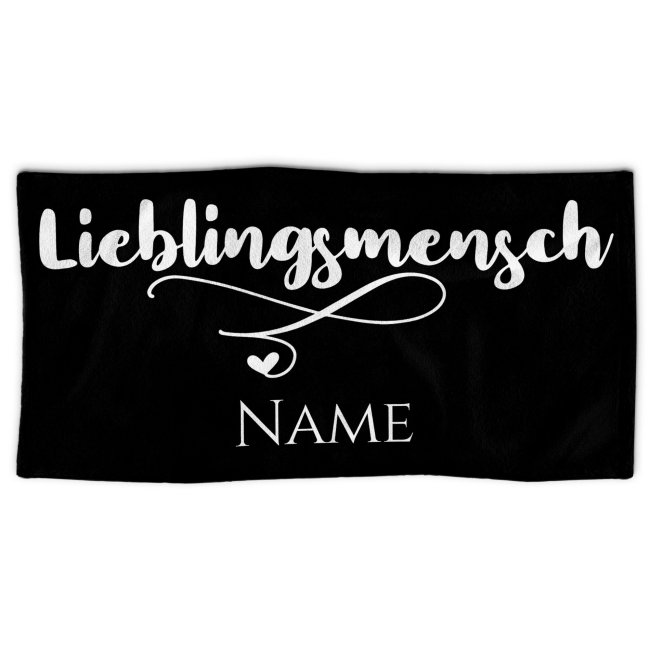 Bild von Handtuch personalisieren - Lieblingsmensch - mit Name - Hochformat, 100 x 50 cm, schwarz