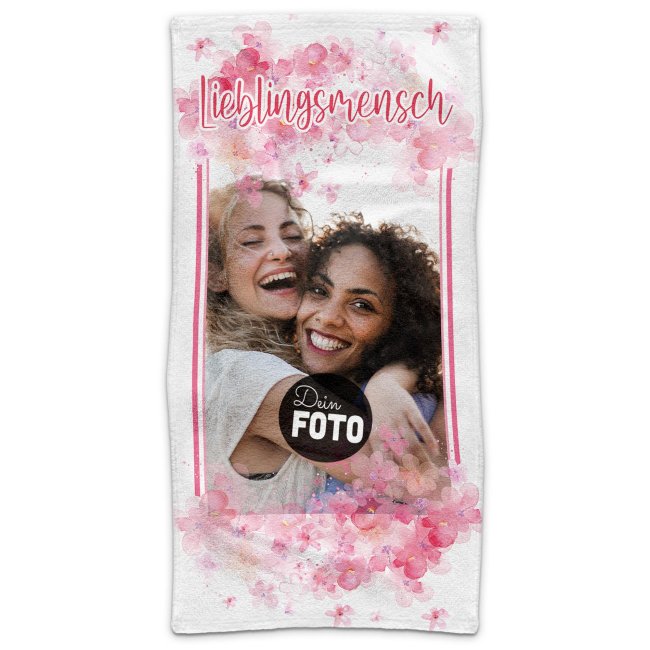 Bild von Handtuch personalisieren - Lieblingsmensch - mit Foto - Hochformat, 140 x 70 cm