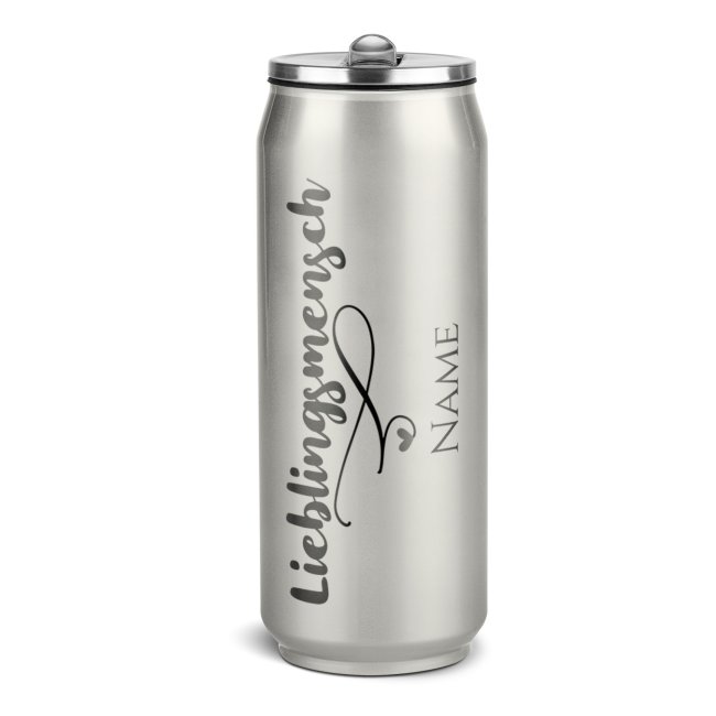 Bild von Edelstahl-Trinkflasche - Lieblingsmensch - mit Name - Grau metallic, 420 ml