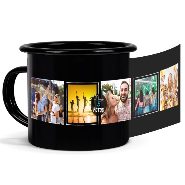 Bild von Schwarze Tasse aus Emaille mit Fotocollage gestalten - 300 ml