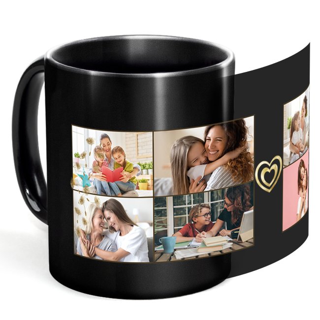 Bild von Schwarze Tasse - mit Fotocollage für acht Fotos selbst gestalten