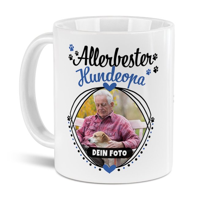 Bild von Tasse mit Spruch - Allerbester Hundeopa - mit Foto gestalten - Weiß