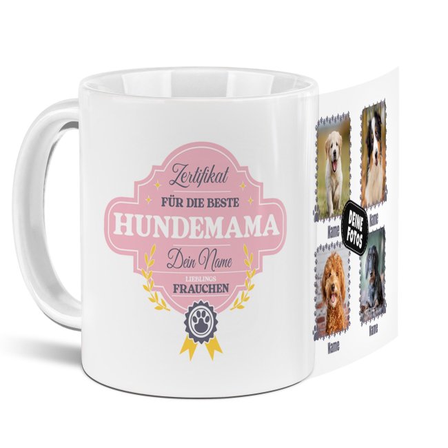Bild von Hunde-Tasse für die beste Hundemama - mit 4 Fotos und 5 Namen selbst gestalten