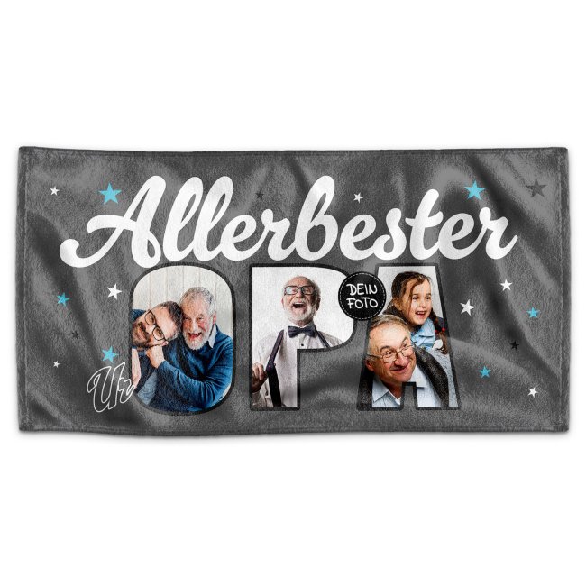 Bild von Handtuch - Allerbester Uropa - mit 3 Fotos - 140 x 70 cm