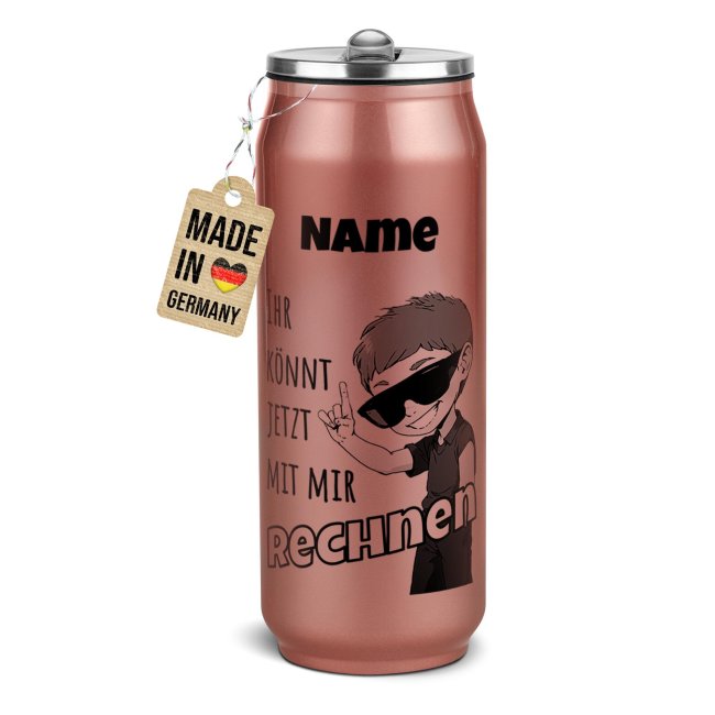 Bild von Cola-Dose - Rechnen Junge - mit Name - Rosé Metallic 420 ml