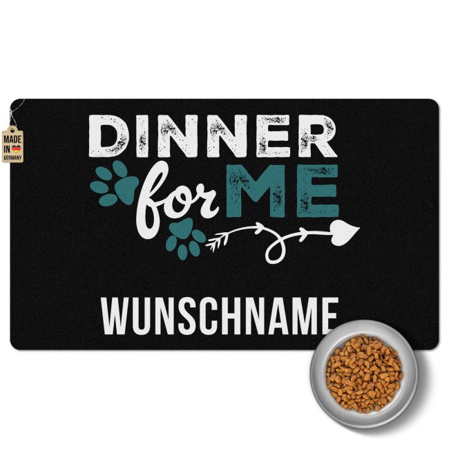Bild von Napfunterlage mit Name personalisieren - Dinner for me - Blau - 60 x 35 cm