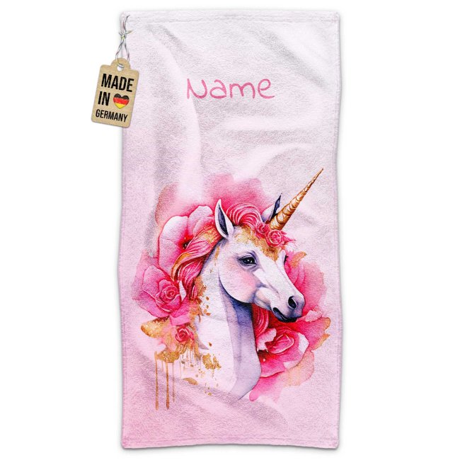 Bild von Kinder-Handtuch - Einhorn - mit Name - 100 x 50 cm