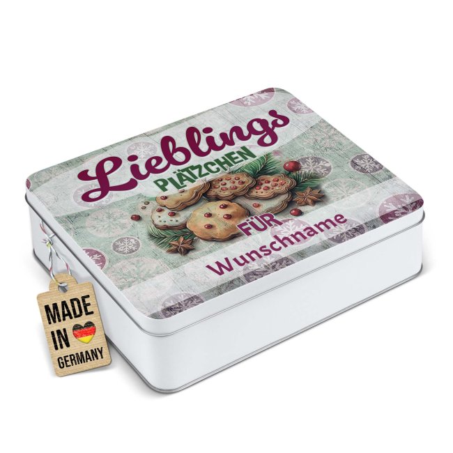 Bild von Weihnachts-Keksdose mit Name - Lieblingsplätzchen für - 1500 ml