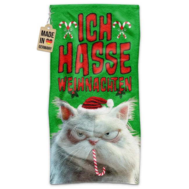 Bild von Handtuch mit Weihnachtsmotiv - Ich hasse Weihnachten - 70 x 140 cm