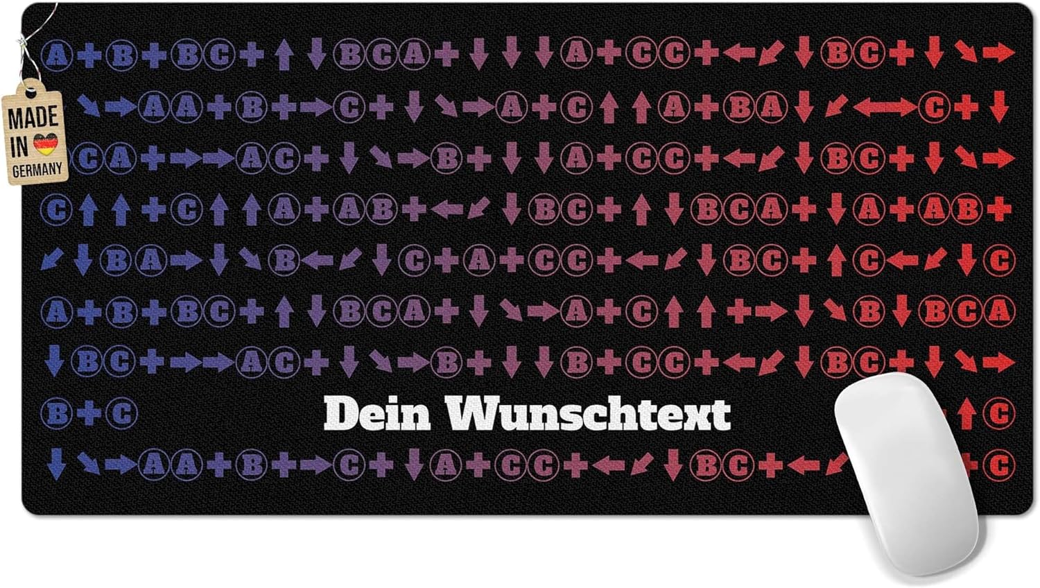 Bild von PR Print Royal Gaming-Mousepad mit Wunschtext selbst gestalten - Combo-Design Blau-Rot - Schreibtischunterlage, Mauspad - Personalisierte Geschenke für Gamer, Zocker - Waschbar, rutschfest, 80x40 cm
