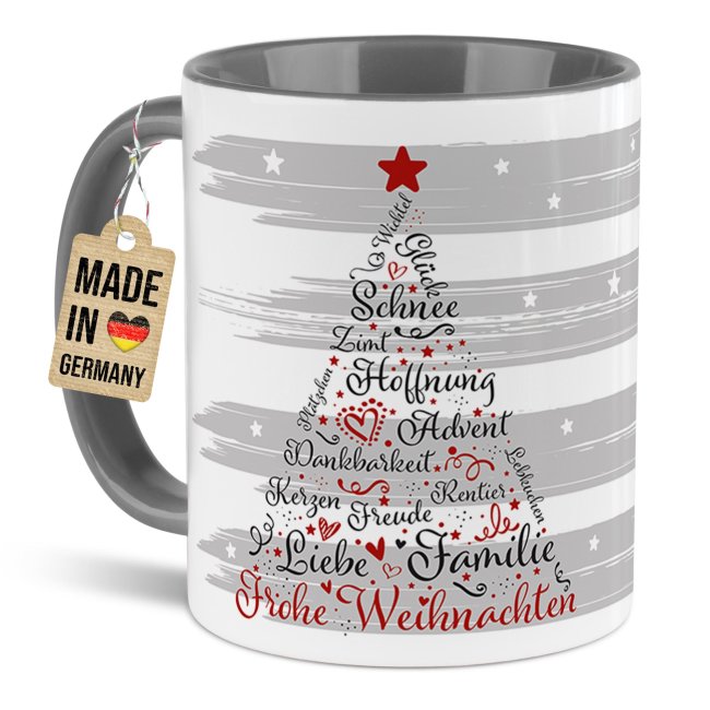 Bild von Weihnachtstasse Tannenbaum - Innen & Henkel Grau