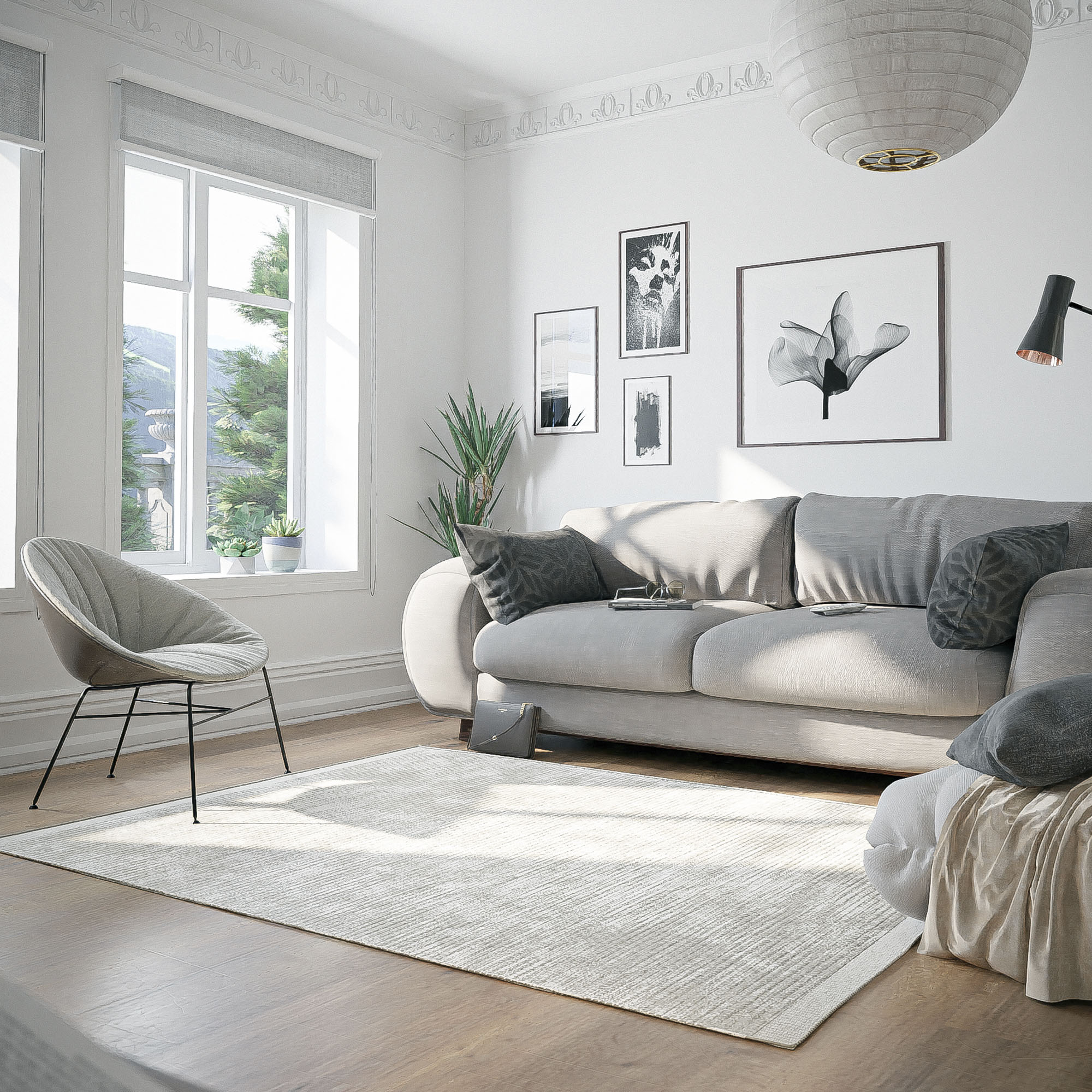 Bild von andas Wollteppich »Woolscape«, rechteckig, 10 mm Höhe, Wendeteppich, handgewebte Qualität, meliert, reine Wolle, Wohnzimmer