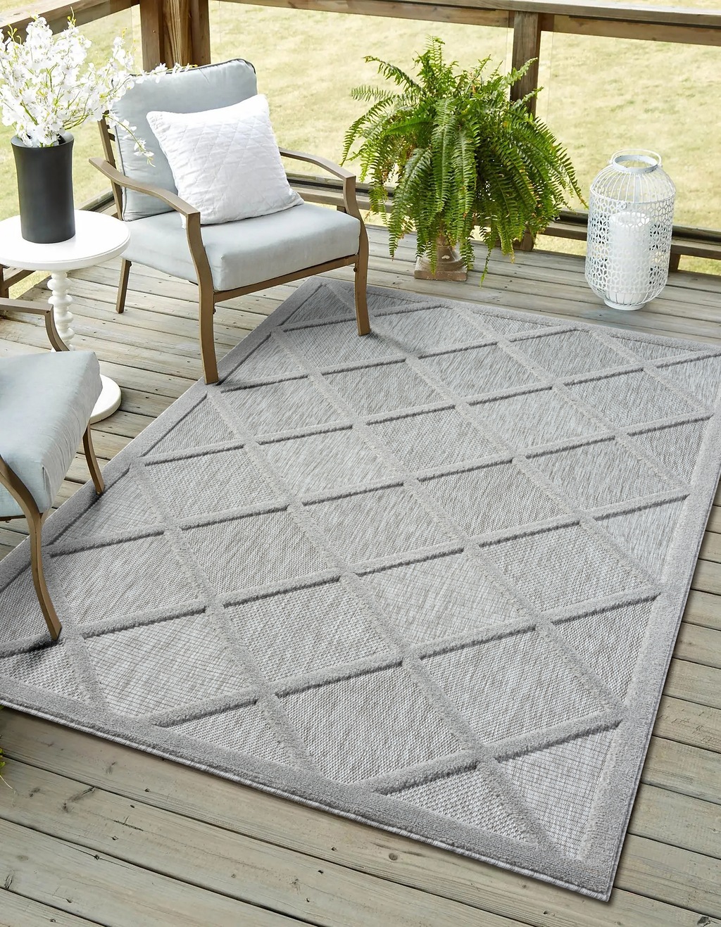 Bild von Myflair Möbel & Accessoires Teppich "Amara", rechteckig, 8 mm Höhe, Uni Farben, Hoch-Tief Effekt, Outdoor geeignet, Balkon, Terrasse