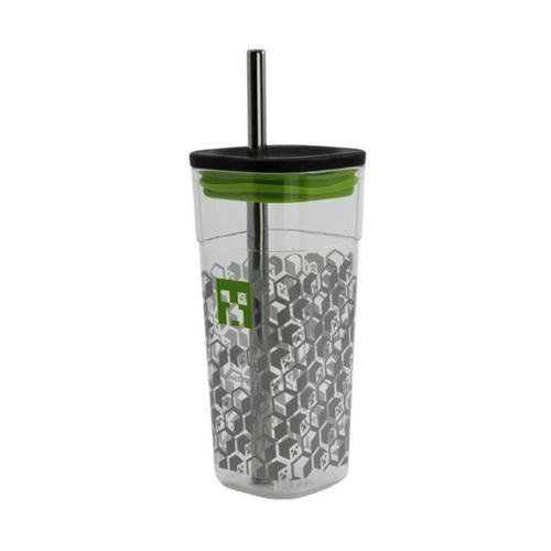 Bild von Minecraft Creeper Trinkbecher mit Edelstahl Trinkhalm