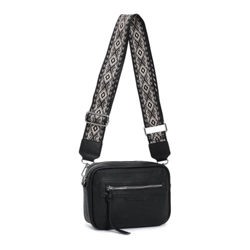 Bild von ITALYSHOP24 Umhängetasche Damen - Elegante Brusttasche Schwarz V1