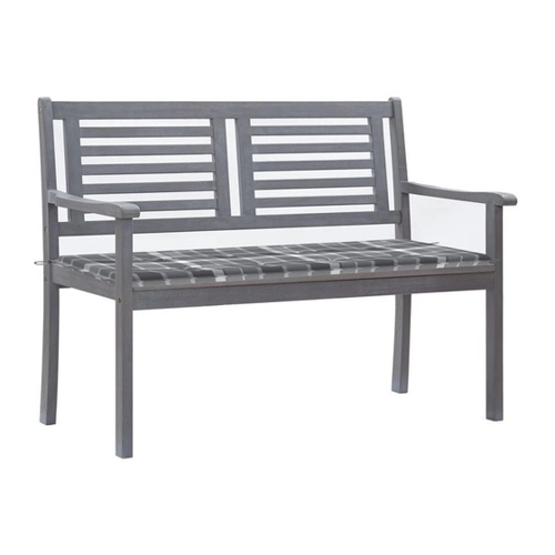 Bild von furnicato Gartenbank 2-Sitzer mit Auflage 120 cm Grau Eukalyptusholz