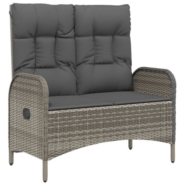 Bild von furnicato Gartenbank mit Liegefunktion und Kissen 107 cm Poly Rattan Grau (1-St)