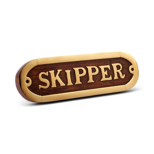 Bild von NKlaus Wanddekoobjekt Maritimes Türschild Skipper aus Messing und Holz