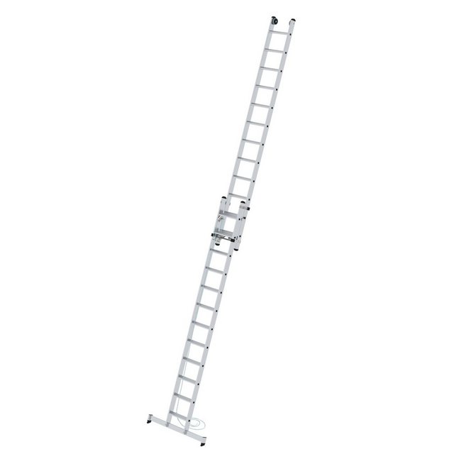 Bild von PROREGAL® Schiebeleiter Stufen-Seilzugleiter 2-teilig mit nivello® Traverse 2x12 Stufen