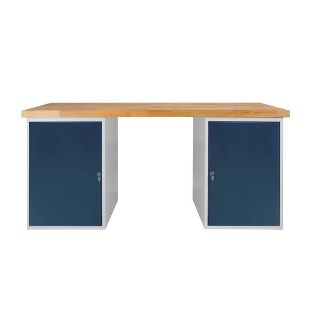 Bild von PROREGAL Werkbank Rhino Plus mit 2 Stahlblechkästen HxBxT 84 x 150 x 70 cm Traglast 500 kg Lichtgrau Anthrazitgrau