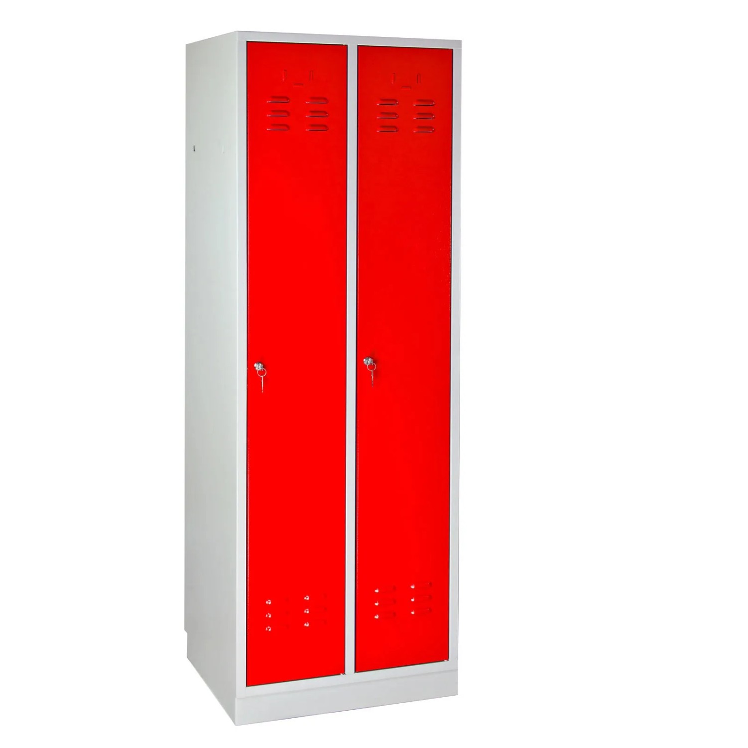 Bild von PROREGAL Garderobenschrank Ermine mit 2 Türen HxBxT 178 x 60 x 50 cm Lichtgrau Rot