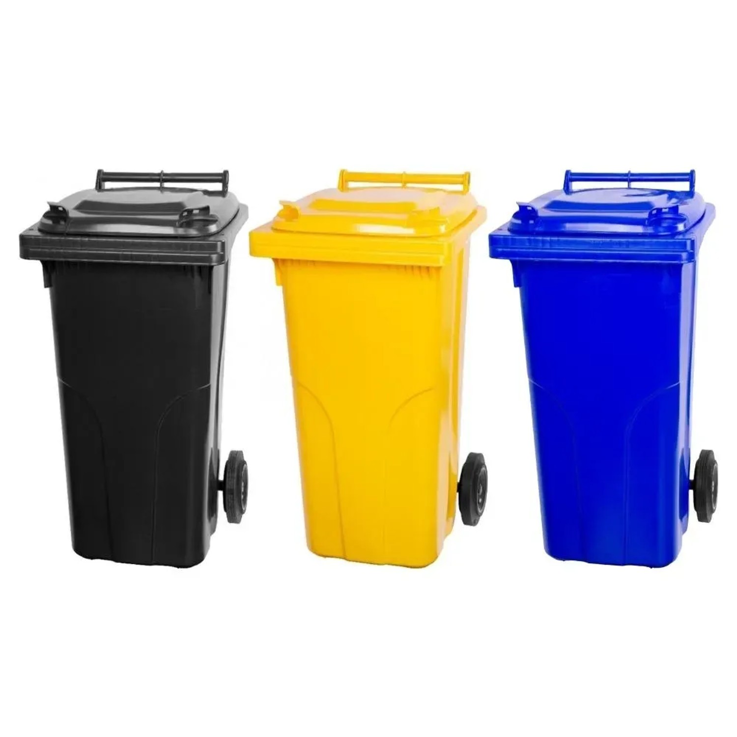 Bild von PROREGAL SuperSparSet 3x 2-Rad-Mülltonne Mgb HDPE-Kunststoff 120 Liter Grau/Schwarz & Gelb & Blau