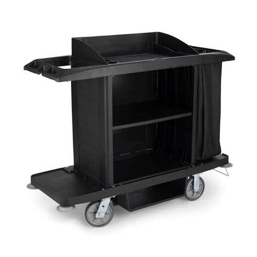 Bild von PROREGAL® Putzwagen Großer Hotelwagen mit zwei Beutelhaltern, Schwarz