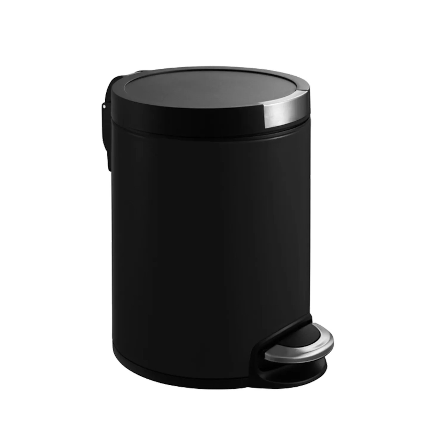 Bild von PROREGAL Runder Treteimer Mit Kunststoffdeckel Mit Edelstahlakzenten 5 Liter HxØ 29 x 20,5 cm Schwarz