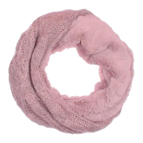 Bild von Winter Damen Loop Schal mit Wendemöglichkeit | Strickoptik und Felloptik | Warm und Flauschig [Rosa]