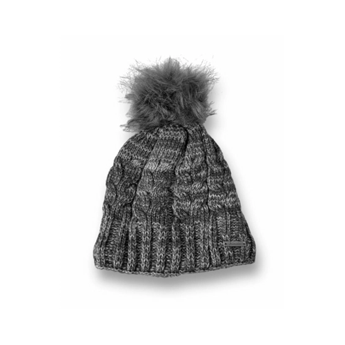 Bild von Strickmütze mit Glitzer | Wintermütze mit Fleece-Innenfutter | Bommelmütze mit feinen Glitzerfäden [Grau]