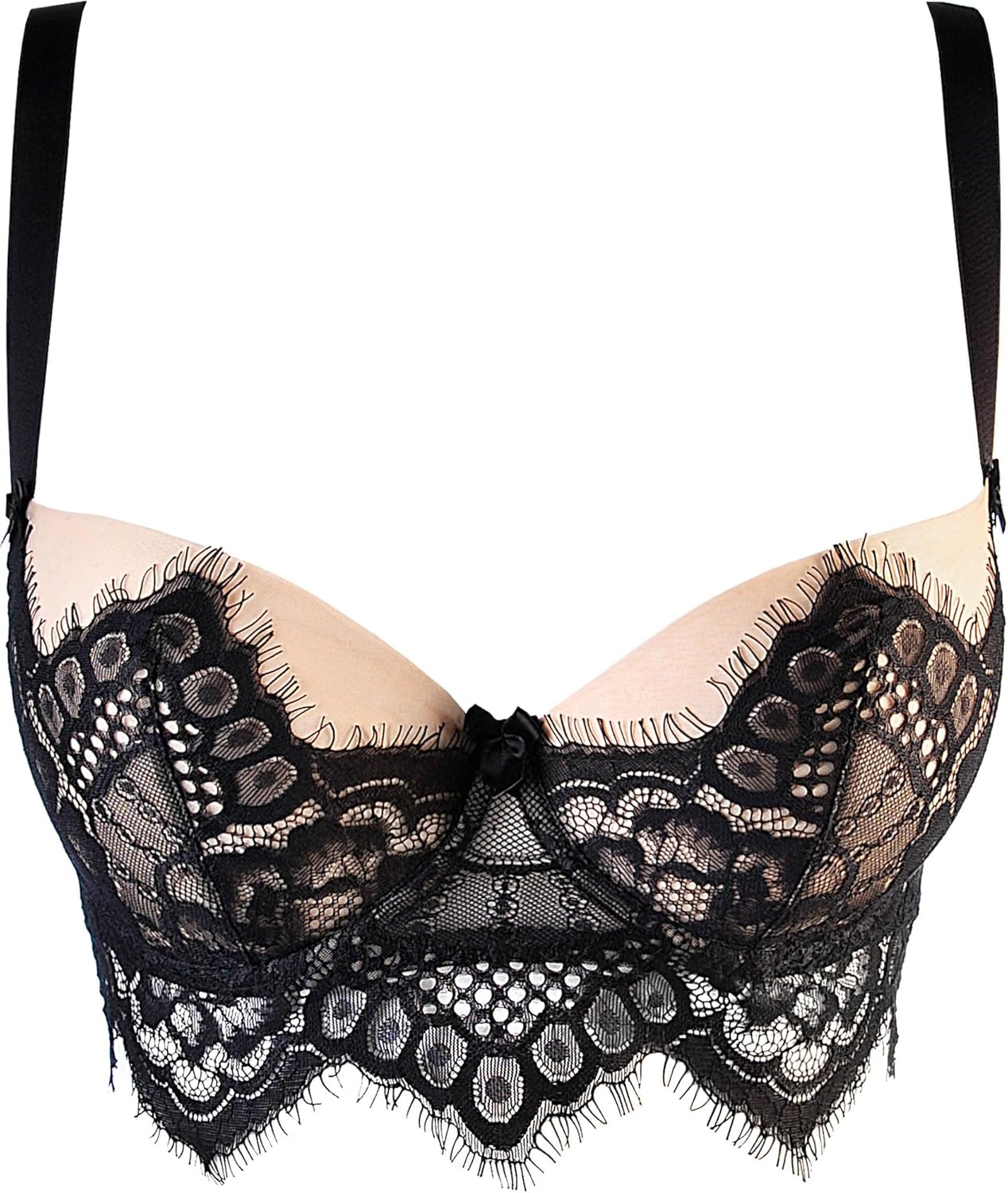 Bild von Axami Dessous Bügel BH mit Halbkorsetts Effekt in romantischer Spitze schwarz/beige 80E