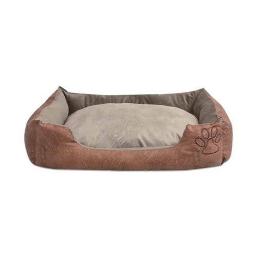 Bild von furnicato Tierbett Hundebett mit Kissen PU Kunstleder Größe XXL Beige