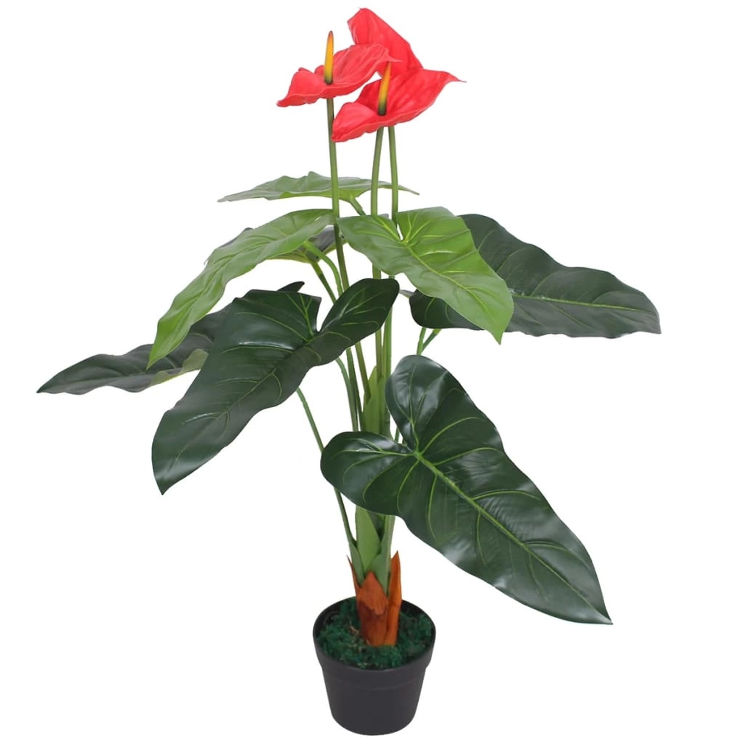 Bild von furnicato Künstliche Flamingoblume mit Topf 90 cm Rot und Gelb
