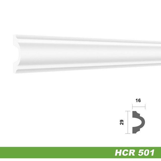 Bild von Hexim Zierleiste HCR501, 2 Meter / 1 Leiste, HEXIM Stuckleisten aus HDPS Styropor - extrem widerstandsfähig, schneeweiß & modern (2 Meter HCR501) Stuck Verzierung Rahmen Vertäfelung Weiß