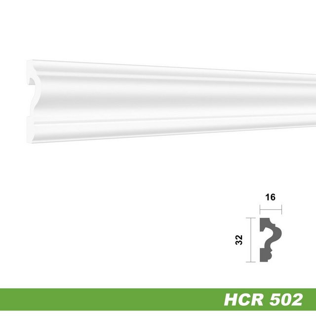 Bild von Hexim Zierleiste HCR502, 10 Meter / 5 Leisten, HEXIM Stuckleisten aus HDPS Styropor - extrem widerstandsfähig, schneeweiß & modern (10 Meter HCR502) Stuckleiste Segment Eckstück Eckleiste Beständig